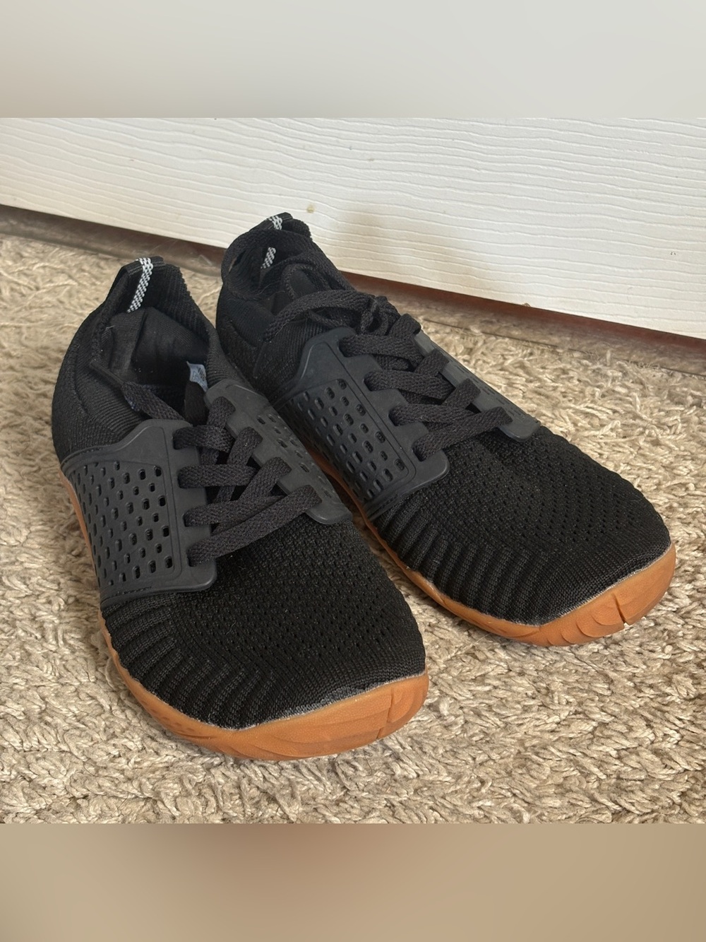 Whitin Black Knit Sneakers with Gum Sole